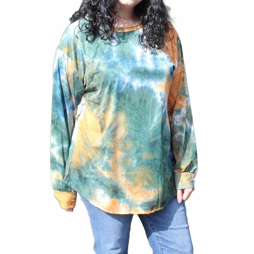 NEW BLUMIN tie dye long sleeve top in olive